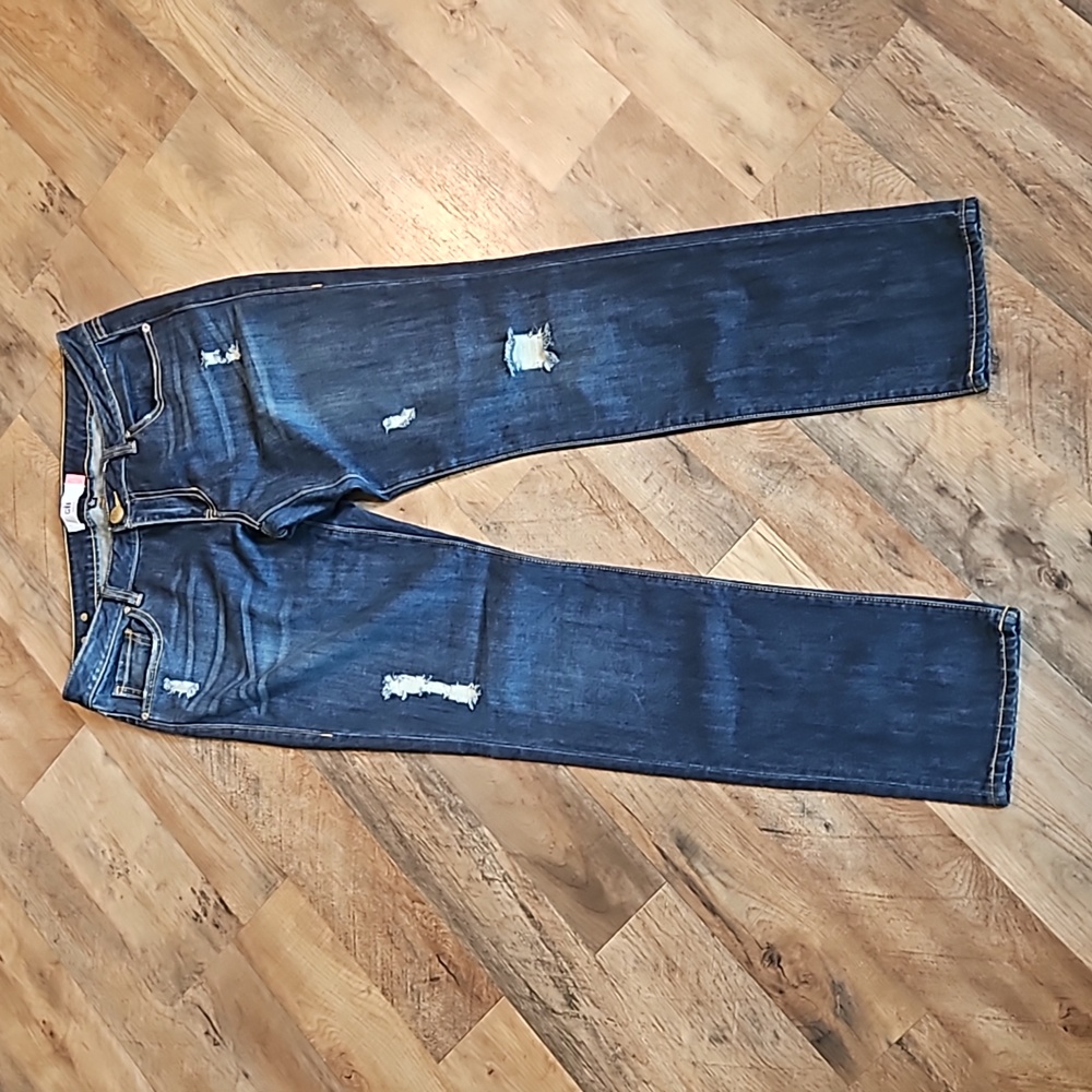 CAbi Dark Blue Distressed Skinny Jeans